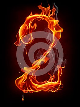 Fire number isolated on black background
