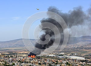 Fire in the palestinian village of Mashhad near Nazareth photo