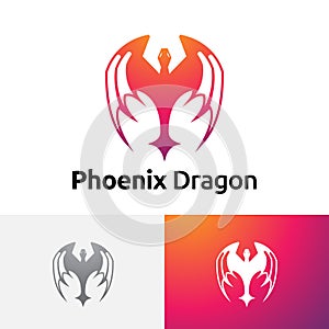 Fire Phoenix Bird Dragon Wings Logo Symbol