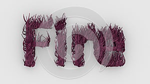 Fire - pink word 3d isolated on white background, render illustration, Realistic tongues of flame burning, fur pelt. firefighters