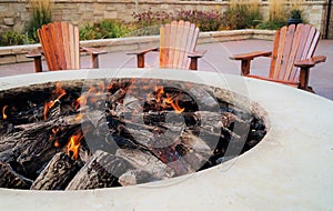 Fire pit with flames