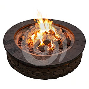Fire pit with glowing flames photo