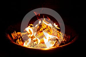 Fire Pit at night showing glowing embers