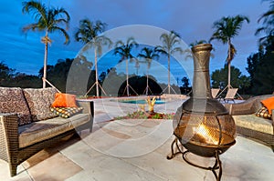 Fire pit and swimming pool