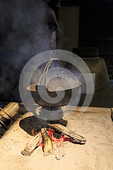 Fire place in traditional Japanese house in Kawasaki