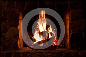 Fire place in the winter home