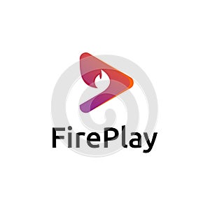 Fire play button logo. icon app mobile phone