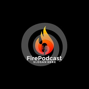 Fire podcast flame talk logo design