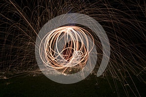 Fire Poi, Flaming Steel Wool Spinning