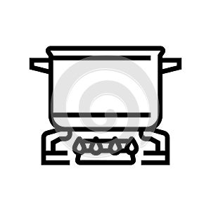 fire pot cooking line icon vector illustration