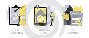 Fire prevention abstract concept vector illustrations.