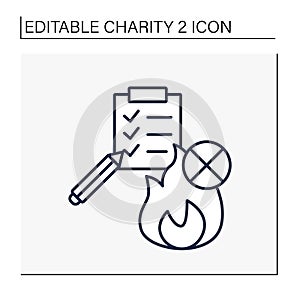 Fire prevention charities line icon
