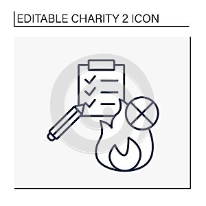 Fire prevention charities line icon photo