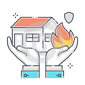 Fire protection related color line vector icon, illustration
