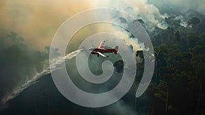 fire in the rainforest extinguishes the plane with water bombing