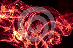 Fire Red abstract smoke design on black background