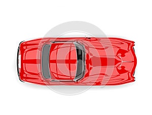 Fire red vintage sports car - top down view