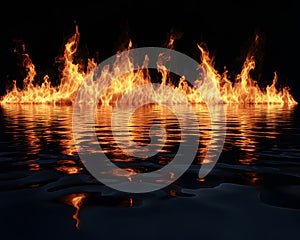 Fire Reflection in Dark Water