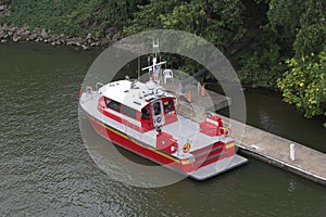 Fire and rescue boat at dock
