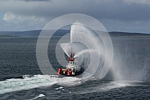 Fire Rescue boat in the Orkney Islands Scotland