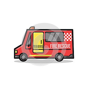 Fire rescue department vehicle in unique minimalist line art illustration premium vector