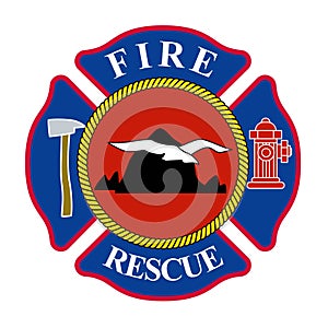 Fire rescue emblem logo vector illustration