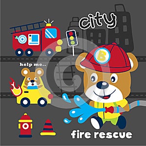 Fire rescue funny animal cartoon