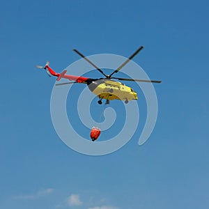 Fire rescue helicopter with water bucket - Square