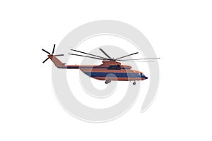 The fire, rescue helicopter on a white background
