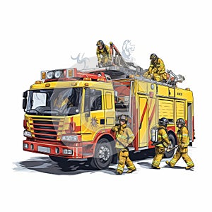 Fire Rescue Illustration On White Background