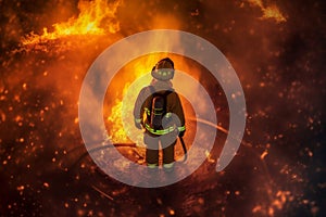 fire rescue safety firefighter uniform fighter fireman equipment smoke emergency. Generative AI.