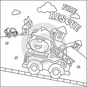 Fire rescue team with funny firefighter