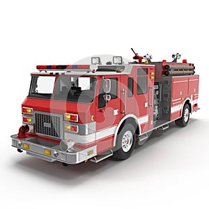 Fire Rescue Truck isolated on white. 3D illustration