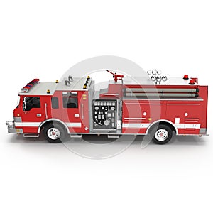 Fire Rescue Truck isolated on white. 3D illustration