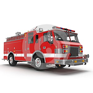 Fire Rescue Truck isolated on white. 3D illustration