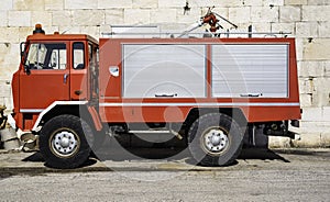 Fire rescue vehicle. Big red rescue car of Italy