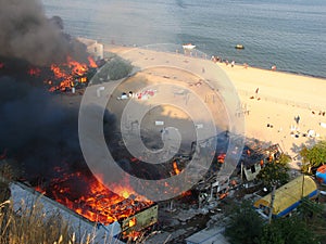 A fire in a rest camp near Odessa.