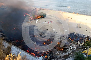 A fire in a rest camp near Odessa.