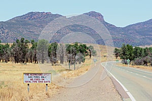 Fire restrictions in Flinders Ranges National Park, Australia