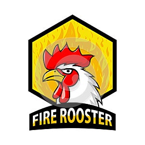 Fire rooster mascot logo