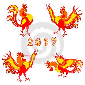 Fire rooster, symbol of 2017 on the Chinese calendar vector