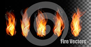 Fire s on transparent background. photo