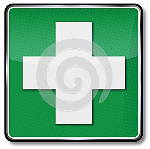 Fire safety cross, cry for help, first aid kit