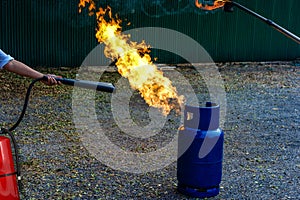 fire safety tank in the factory Practice a fire drill outdoor Ma