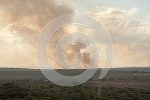 Fire in the savannas North of Brasilia, Brazil