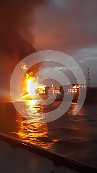 Fire on a sea container ship