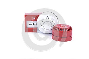 Fire security alarm system on white