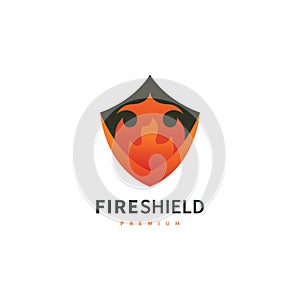 fire shield security logo design illustration