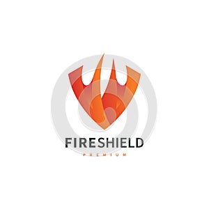 fire shield security logo design illustration 2