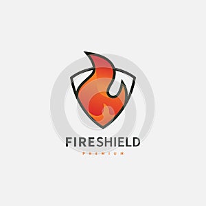fire shield security logo design illustration 3